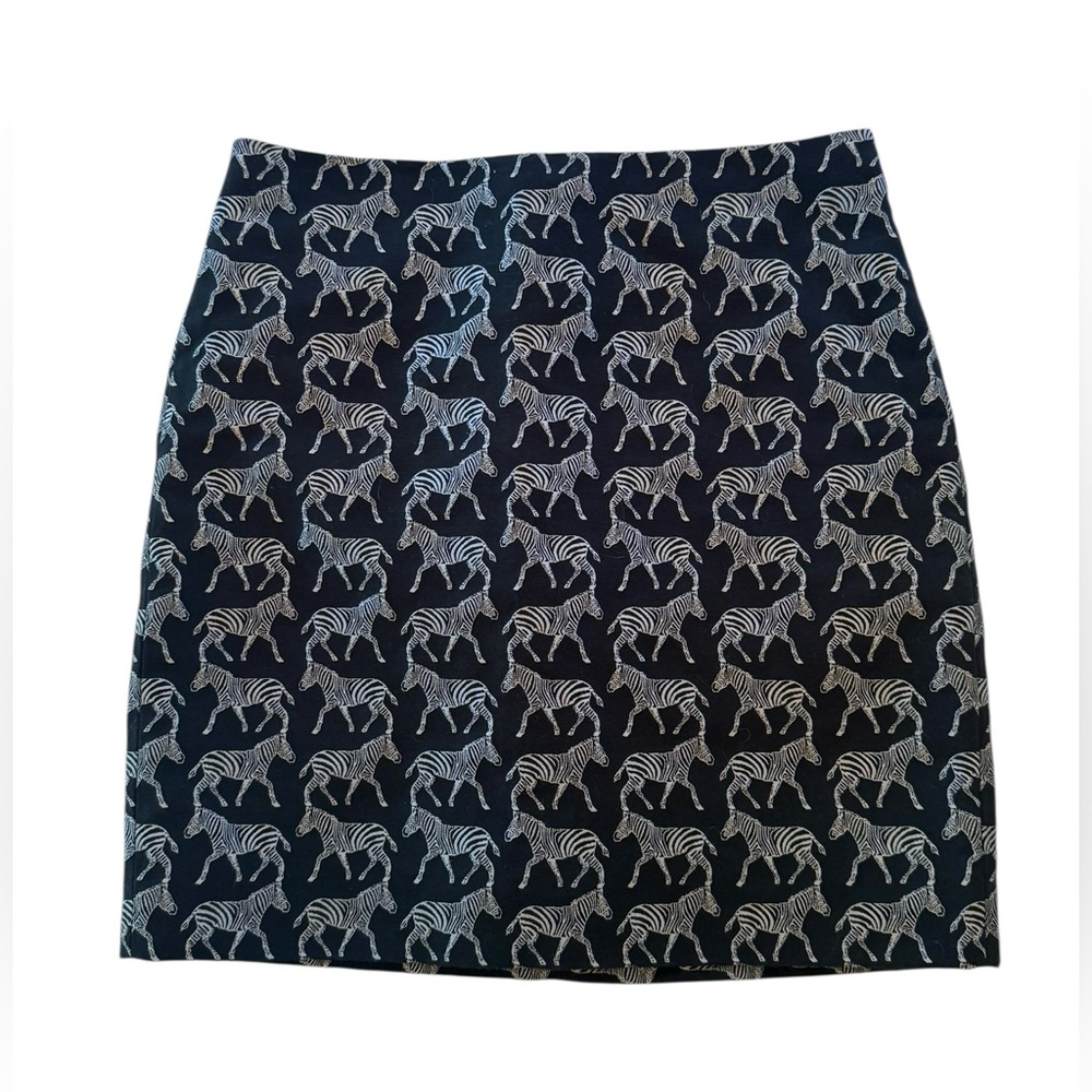 J. Crew Jacquard Zebra Mini Skirt Black Silver Metallic Pattern Size 00 - Picture 3 of 16